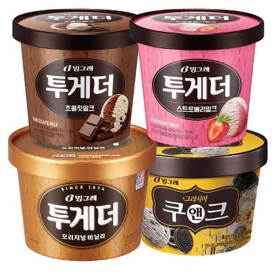 투게더 바닐라1통+쿠앤크1통+딸기우유1통+초코우유1통