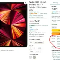 Apple 2021 11-inch iPad Pro Wi-Fi + Cellular 2TBFREE)