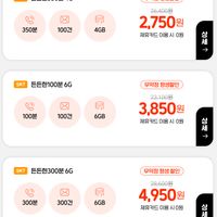 skt망 350분, 100건, 4GB (무약정 평생 월 )
