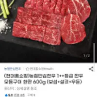 농협안심한우 1++등급 한우 모둠구이 한판 600g (보섭+설깃+우둔)