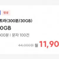 통화 300분, 데이터 30GB(평생)