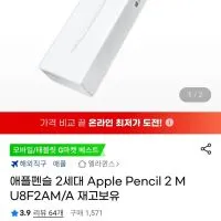 애플 펜슬 2세대 Apple Pencil 2 MU8F2AM/A